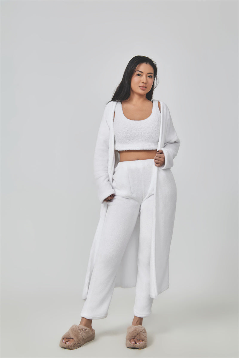 3 Piece Cozy Warm Pajama Lounge Set, Winter Dress