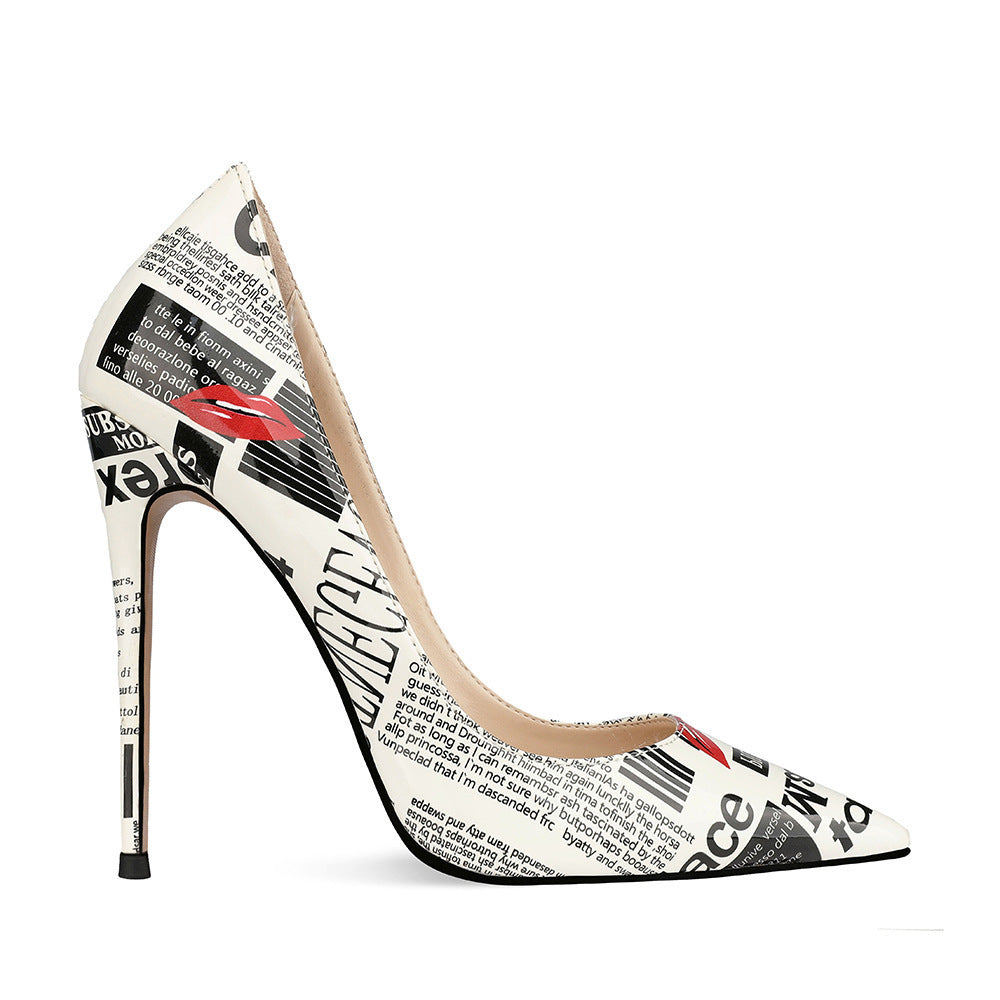 Graffiti Fashion Stiletto Pointed Toe High Heels