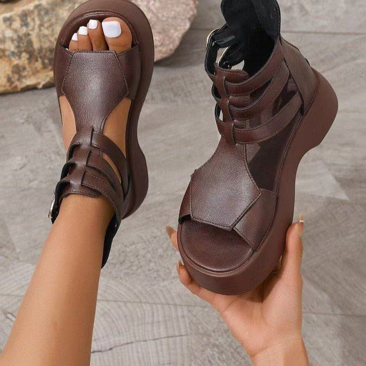 Roman Spring And Summer Flat Heel Muffin Women Sandals