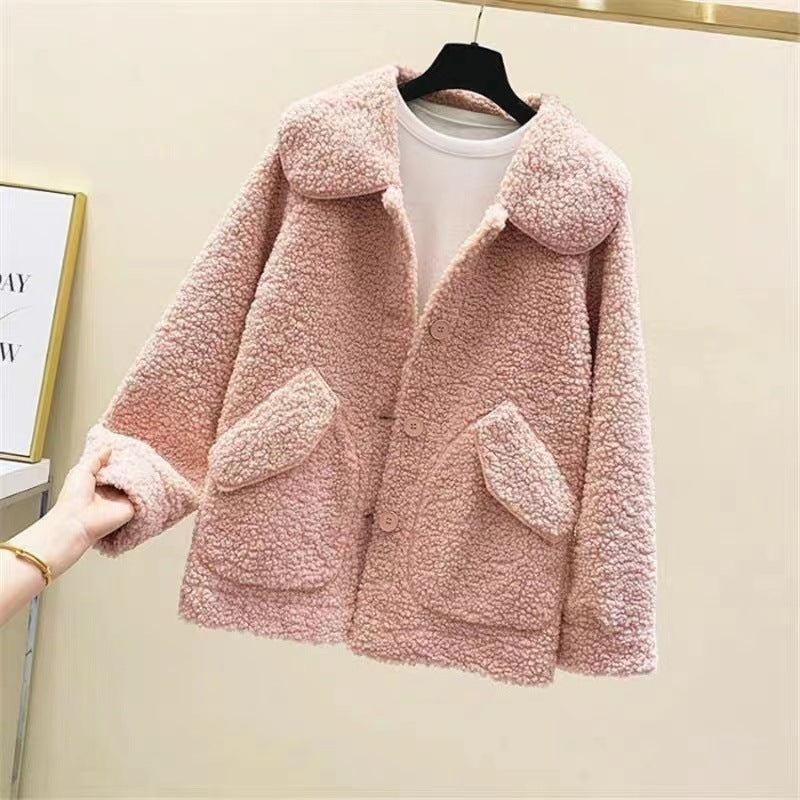 Loose Korean Style Thick Faux Cashmere Coat For Women