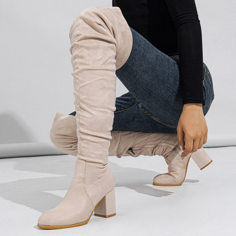 Women's High-heeled Elastic Long Boots. Over The Knee Boots