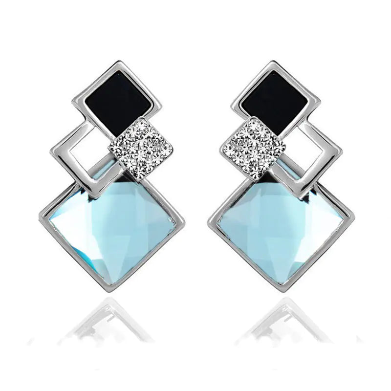 Korean Style Square Crystal Earrings for Women