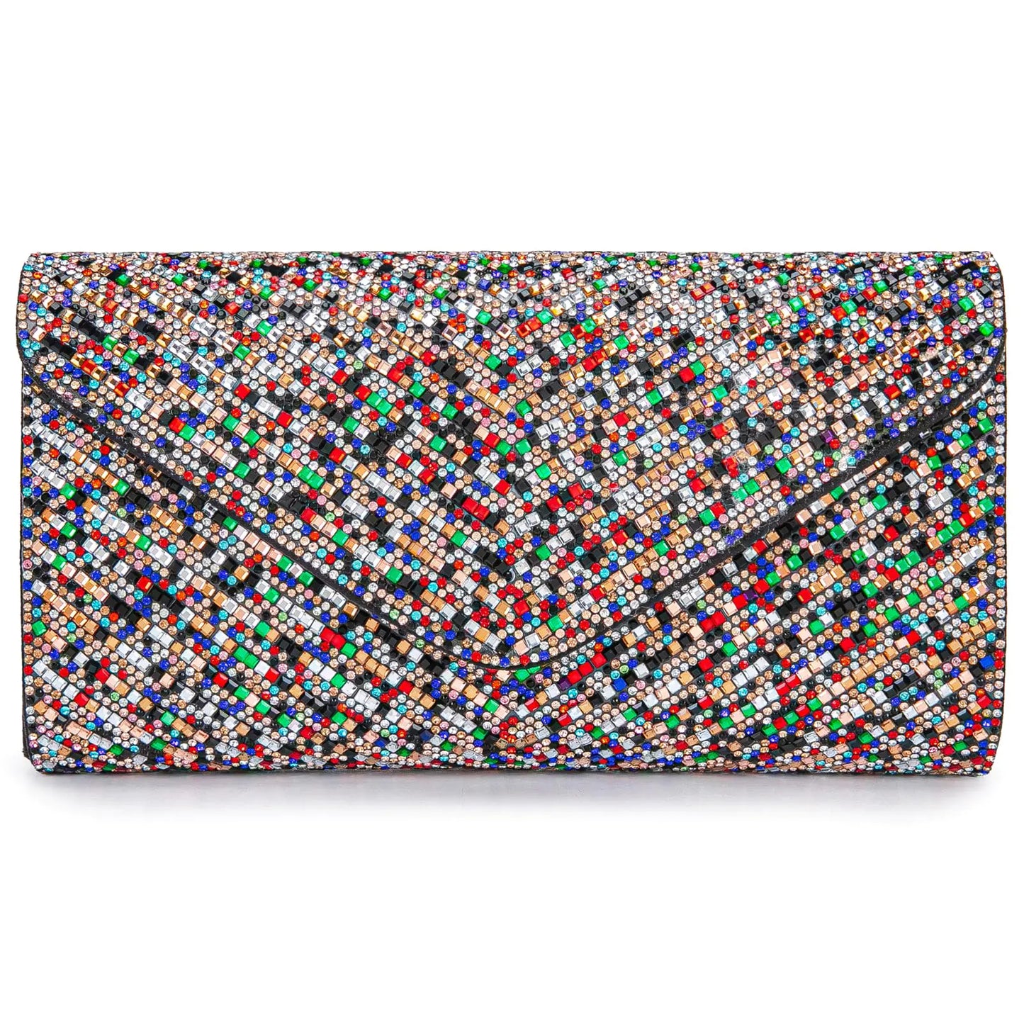 Womens Evening Handbags - Bling Rhinestone Envelope Clutch Purses, Shoulder Crossbody Bags (Colorful)