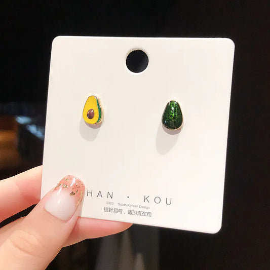 Korean Asymmetrical Avocado Stud Earrings for Women