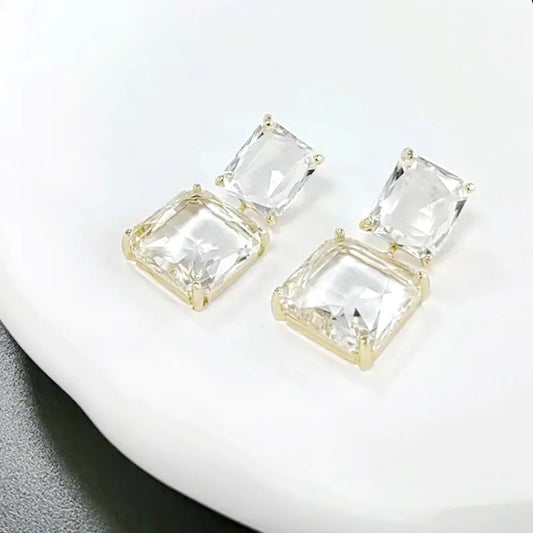 Korean Style Geometric Crystal Earrings for Women