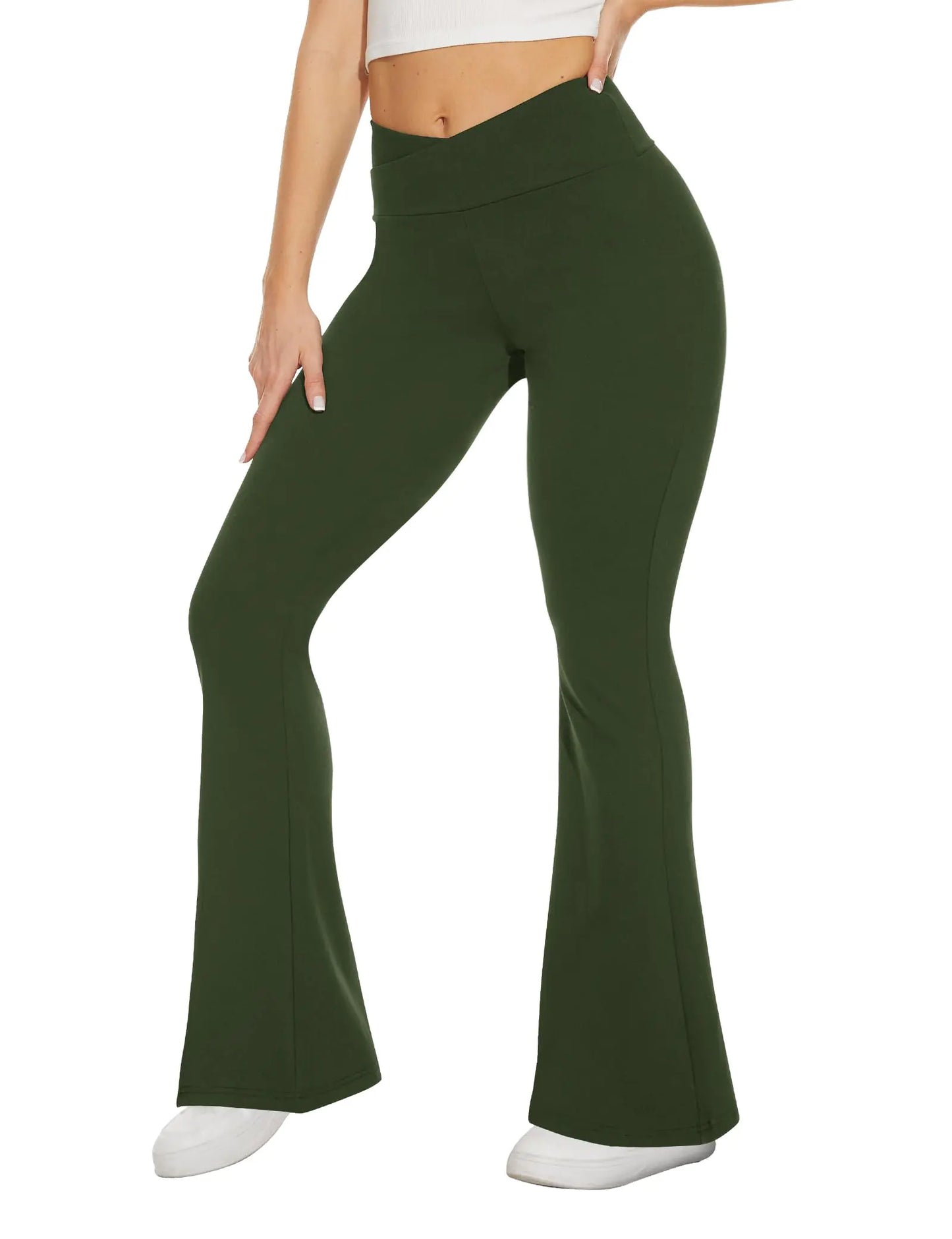 Black Flare Leggings for Women. Crossover Yoga Pants with Pockets, Bootcut Flared Leggings Teal 30in Inseam