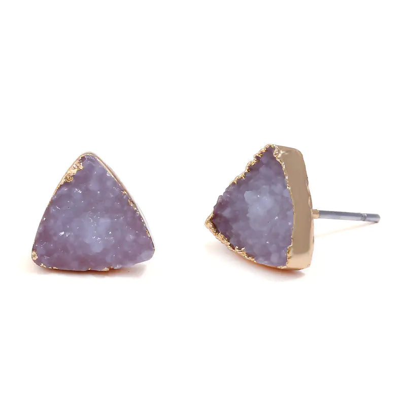 Geometric Natural Stone Triangle Earrings for Women