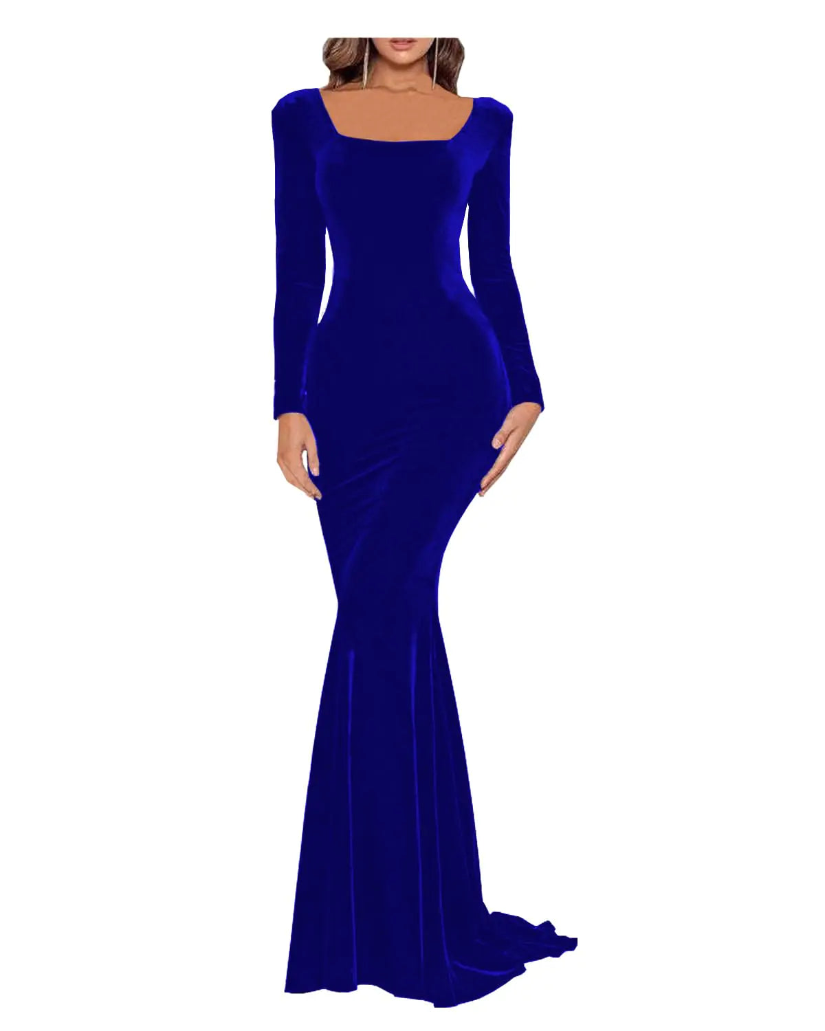 Velvet Formal Evening Gown with Sleeves. Prom, Wedding Dresses