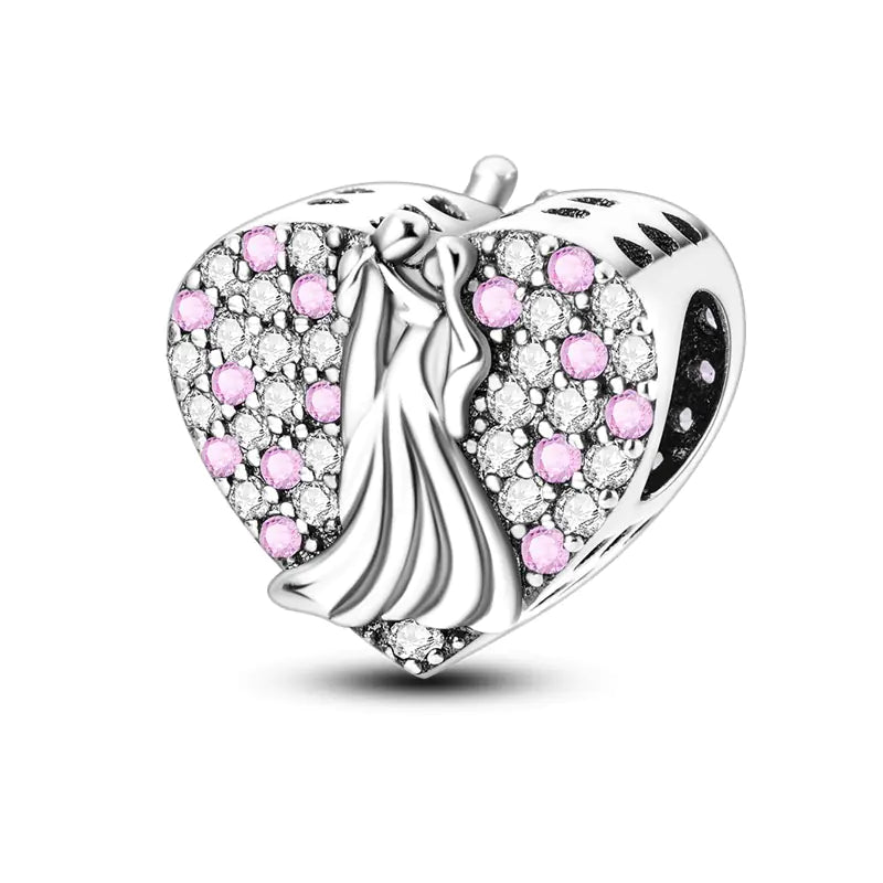 S925 Silver Plated Heart Bead Charm Bracelet Necklace