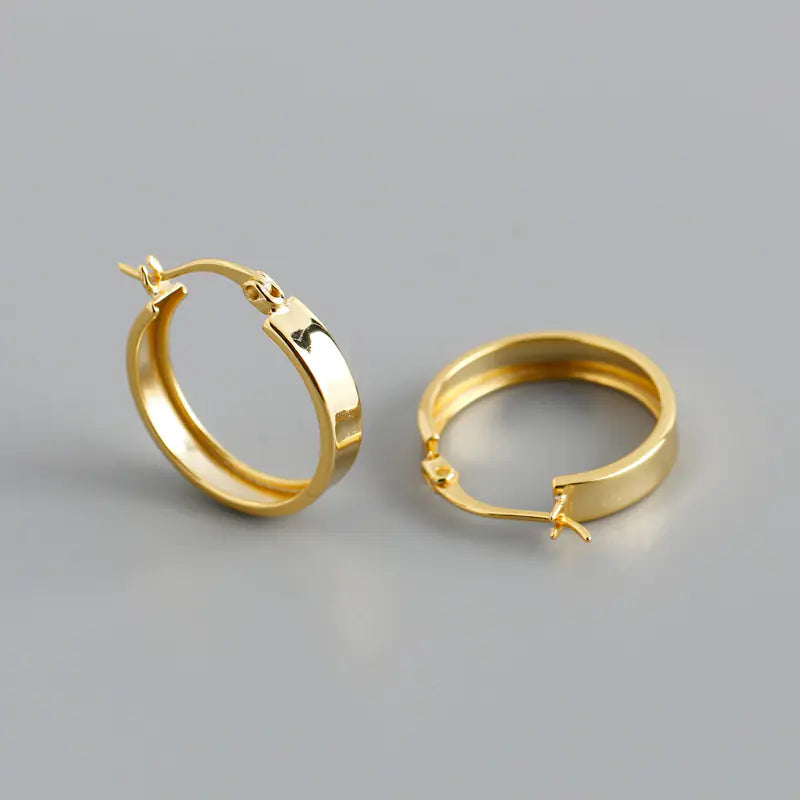 Simple Round Wide Flat Bottom Earrings for Women