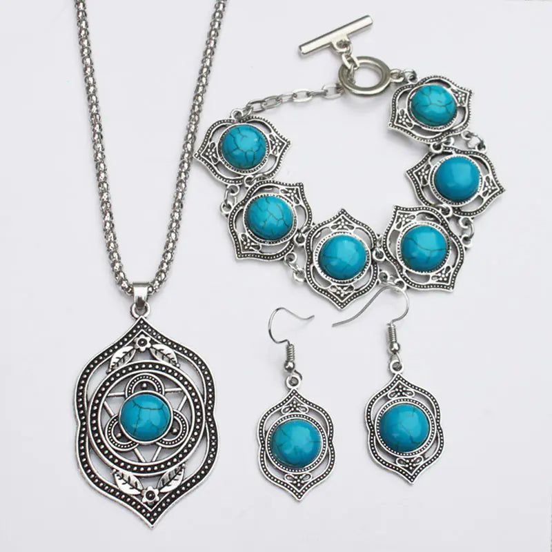 Turquoise Jewelry Set - Earrings and Necklace