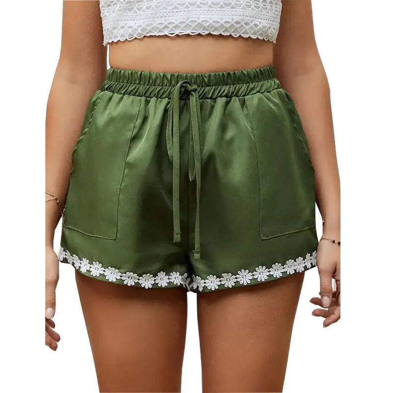 Lace Loose Elastic Tie Hot Pants for Women