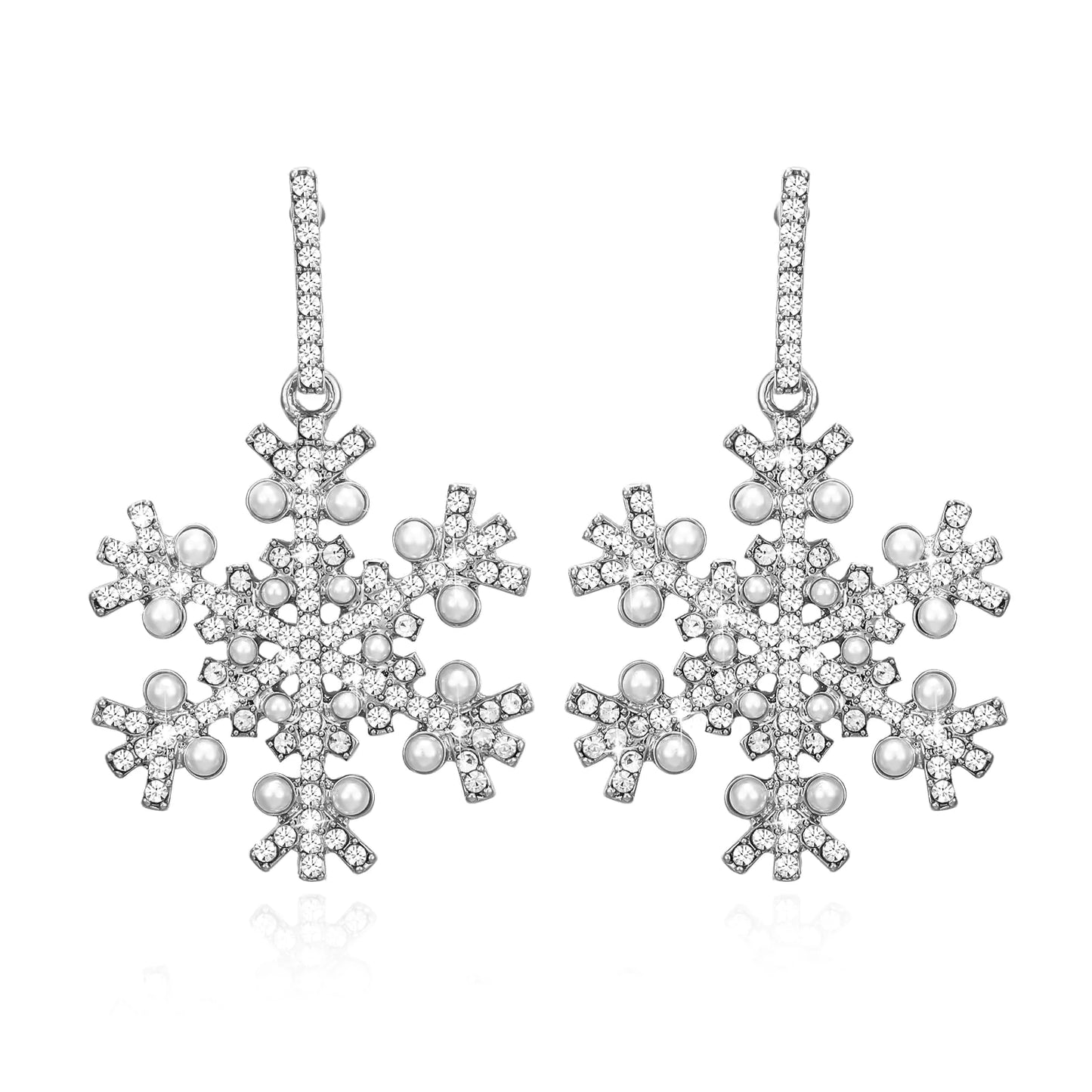 Hypoallergenic Bow Wreath Xmas Earrings. Santa Claus Dangle Earrings, Holiday Christmas Jewelry Gifts (Snowflake)