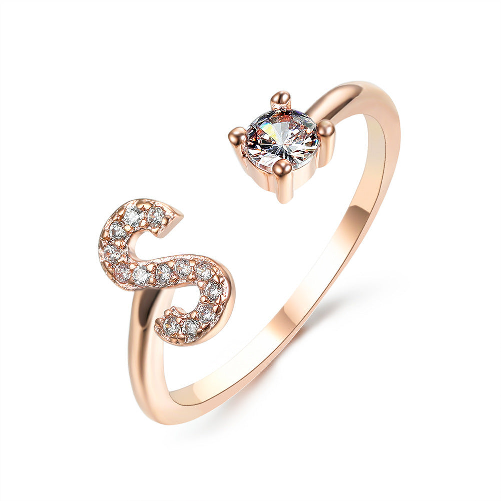 Adjustable 26 Initial Letter Rings. Fashion Simple Elegant Jewelry for Women