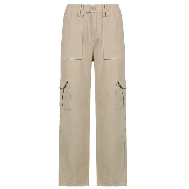 Wide Leg Cargo Pants for Women with Pockets