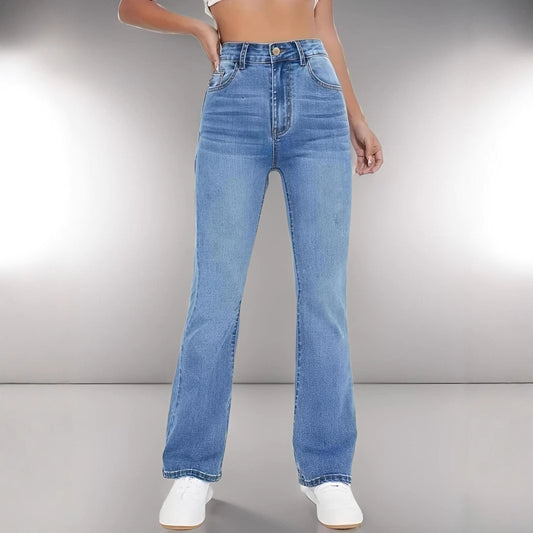 Women Skinny Light Blue Jeans. Slim-fit Figure Flattering Pants