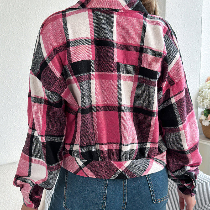 Womens Button Down Shirts. Long Sleeve Plaid Jackets, Business Casual Blouse Top
