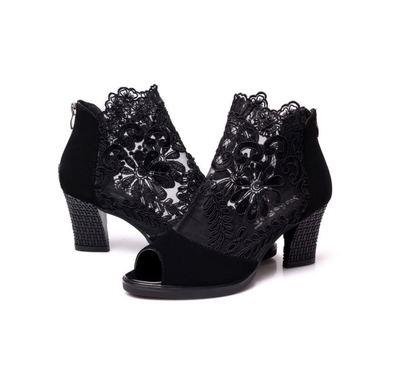 New Spring Autumn Lace Peep Toe Women's Heels