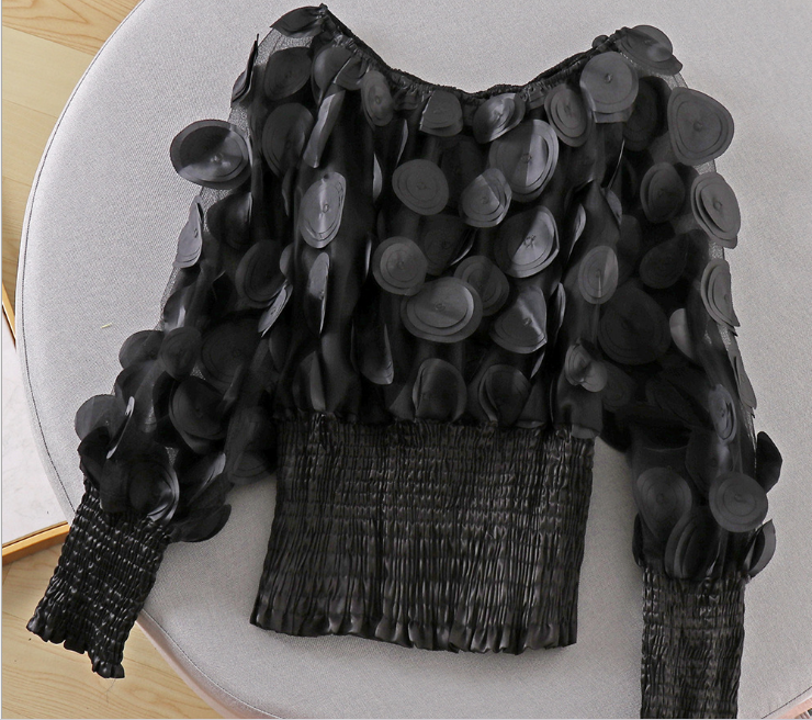 Off-Shoulder Waist-Tied Blouse with Puff Sleeves