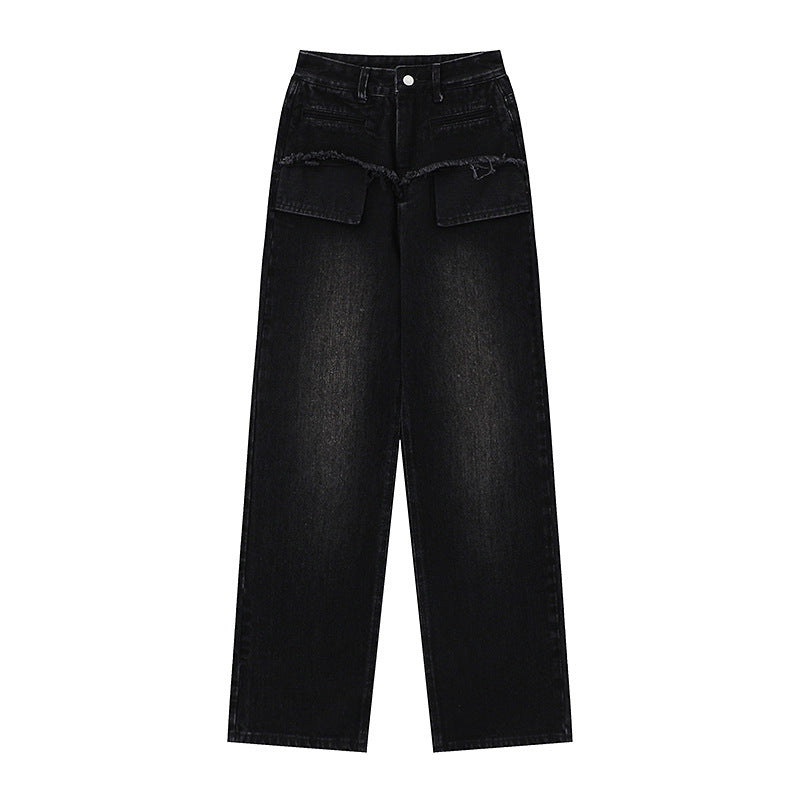 Women's Retro Distressed Straight Leg Jeans