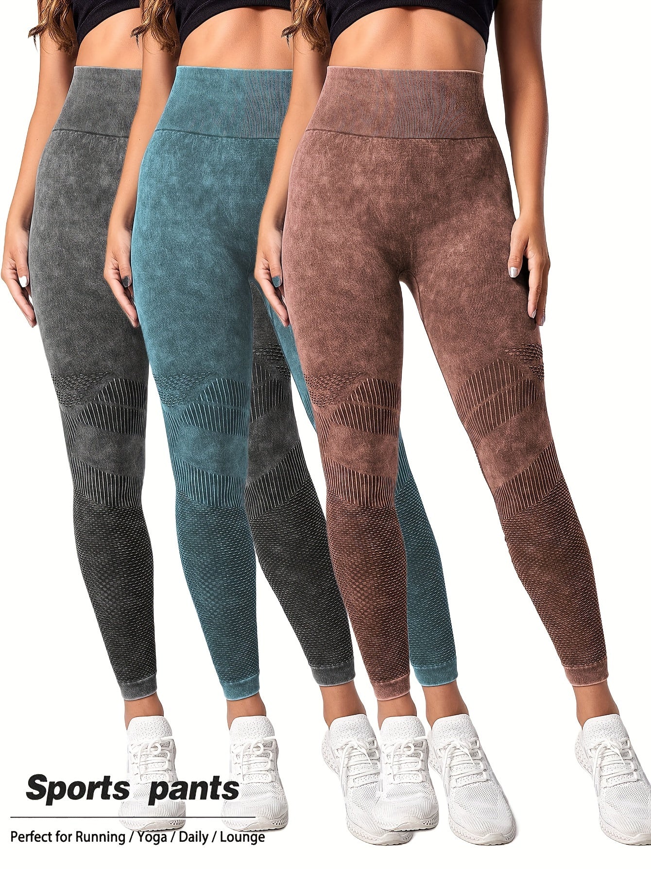 3 Pack Mesh Cut Out Leggings For Women. Tights Breathable Workout Tummy Control Pants