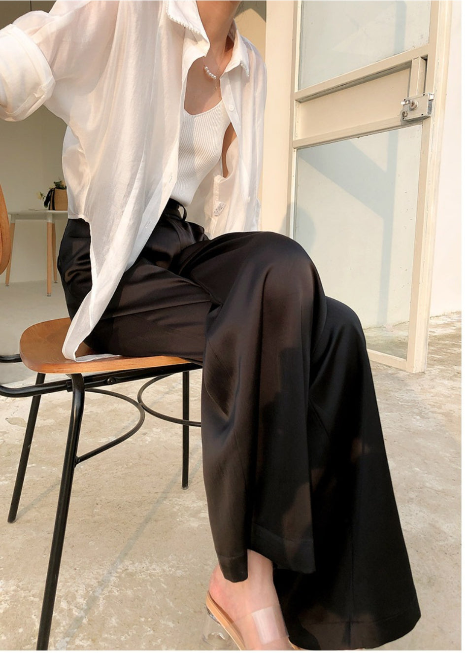 Comfortable Ice Silk Wide Leg Casual Pants for Women