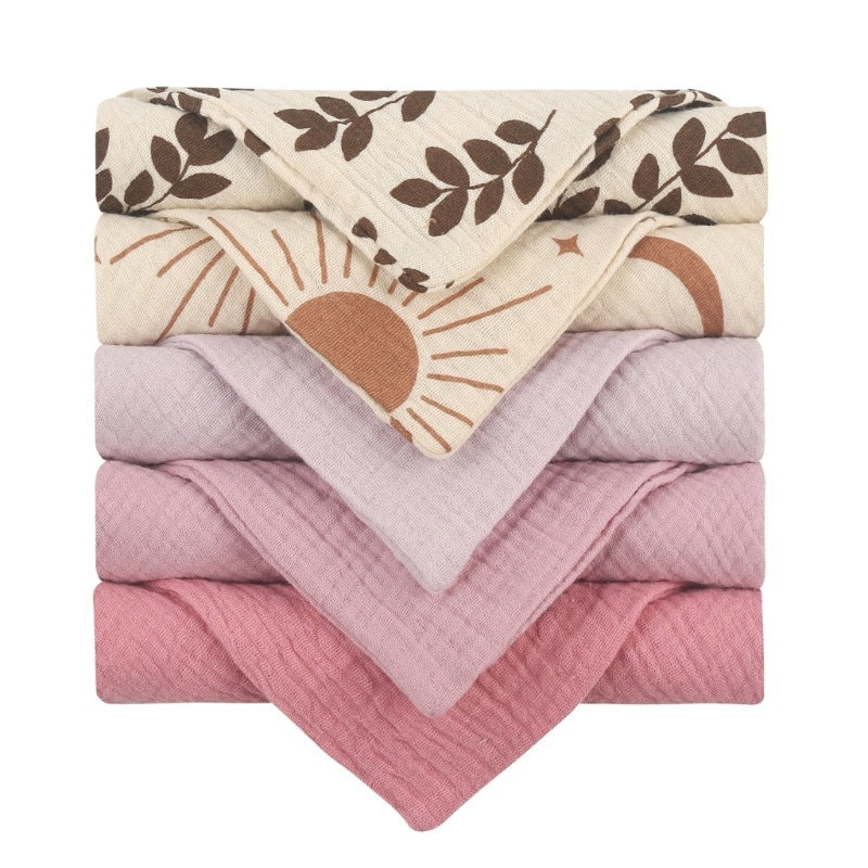 5-piece Baby Towel Plain Cotton Face Towel