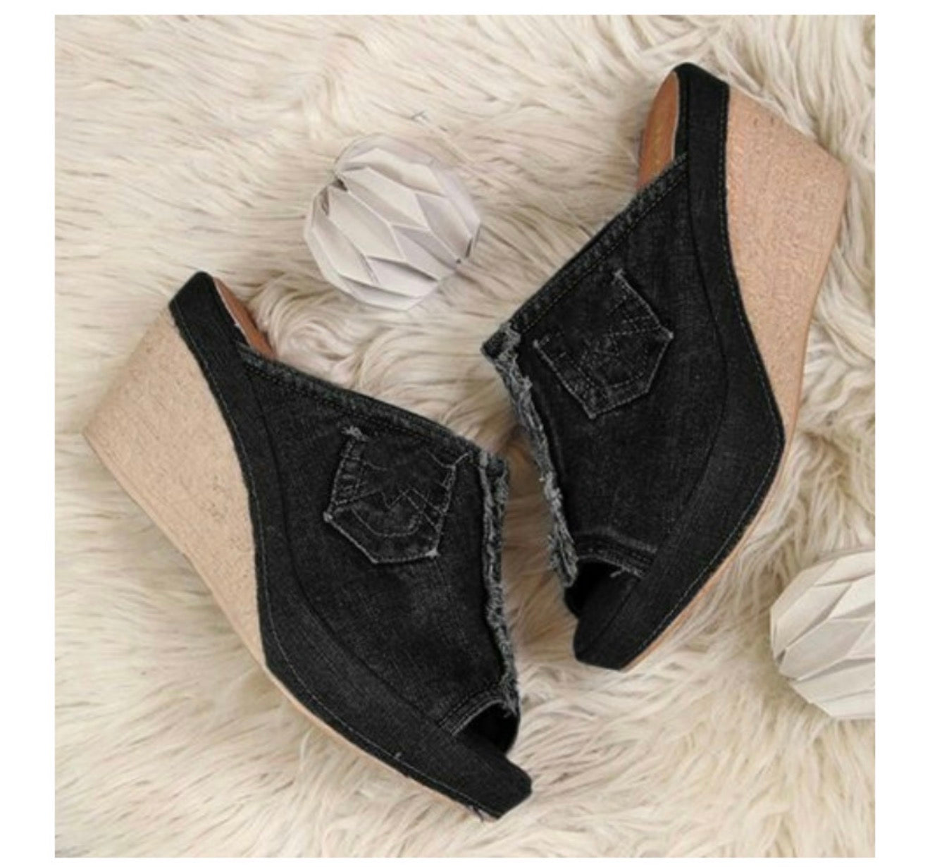 Summer Women's Denim Sandals with Mid Heels