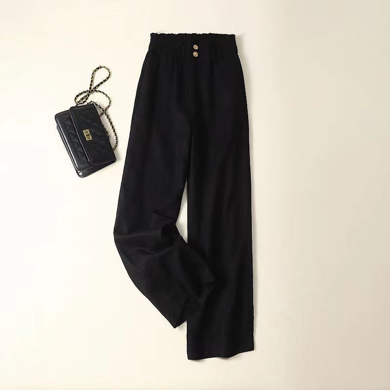 High-Waisted Linen Wide-Leg Pants for Women