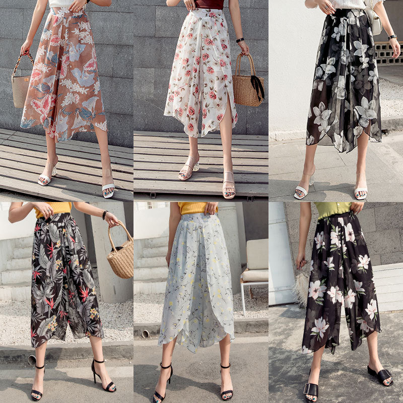 Summer Floral Wide-Leg Beach Pants for Women