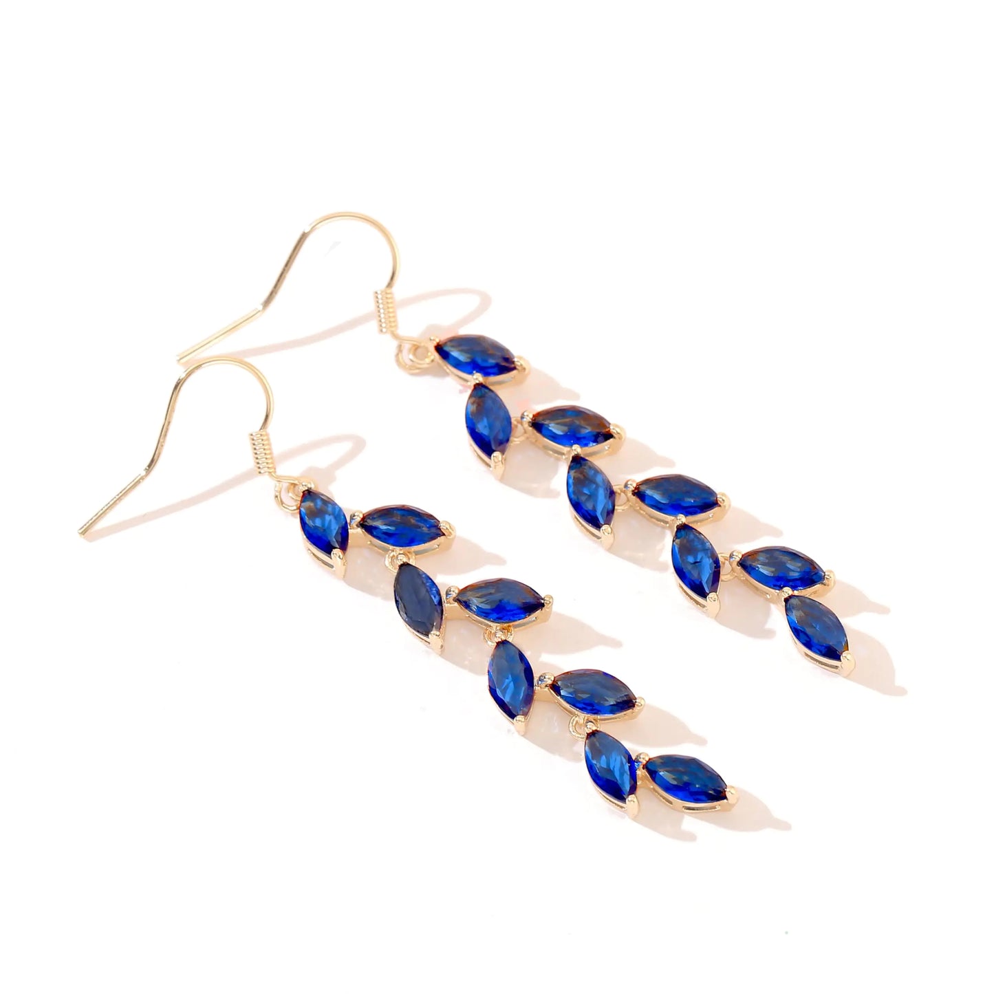 Royal Blue Cubic Zirconia Wedding Earrings. Bridal Rhinestone Dangle Crystal Drop Earrings for Women Prom Party Jewelry Gifts