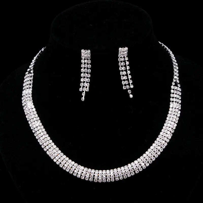 Trendy Multi-layer Necklace and Earrings Bridal Set