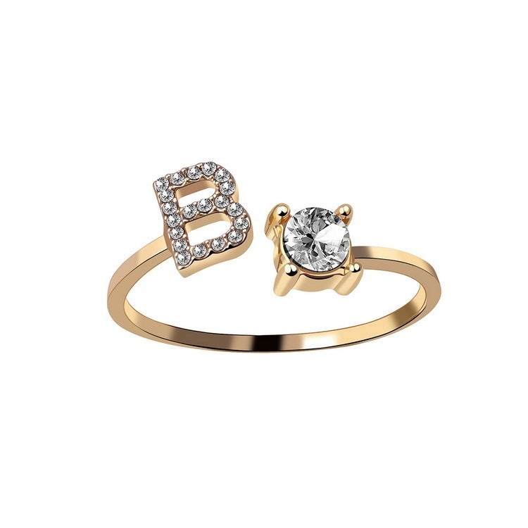 Adjustable 26 Initial Letter Rings. Fashion Simple Elegant Jewelry for Women