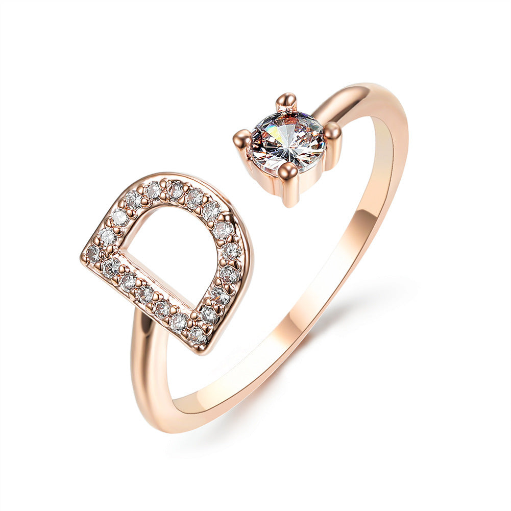 Adjustable 26 Initial Letter Rings. Fashion Simple Elegant Jewelry for Women
