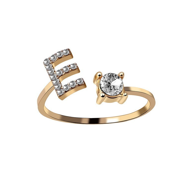 Adjustable 26 Initial Letter Rings. Fashion Simple Elegant Jewelry for Women