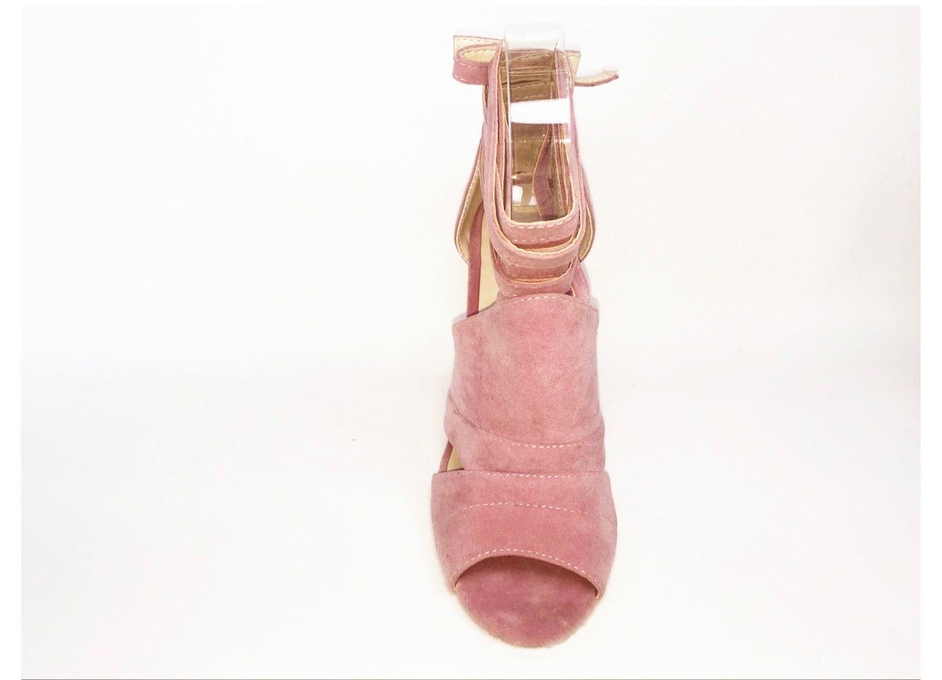 Suede Peep-Toe Sandals with High Chunky Heels