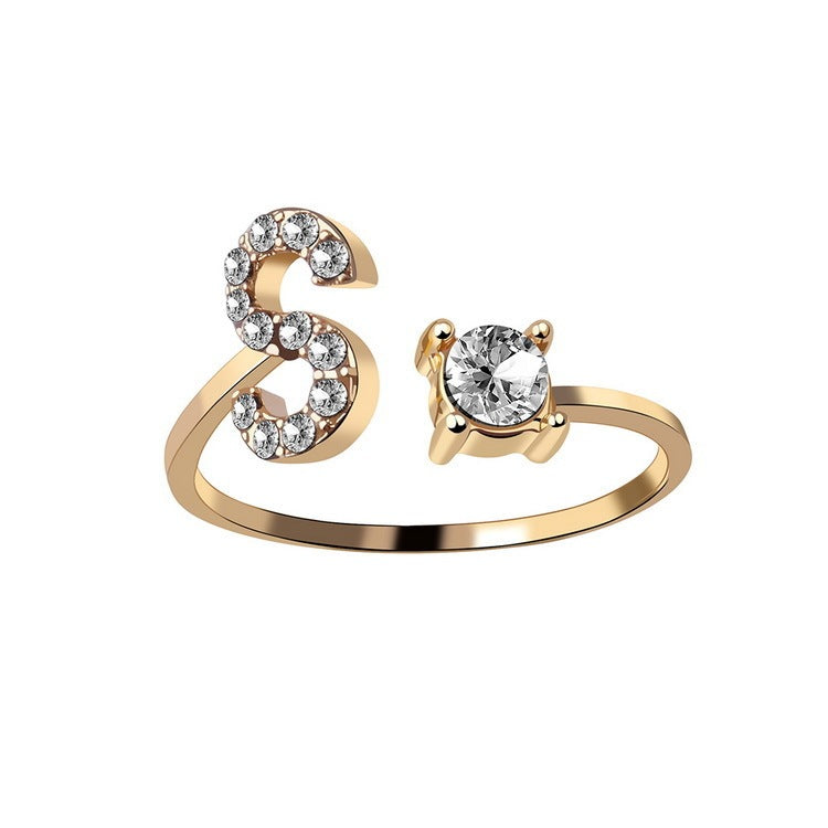 Adjustable 26 Initial Letter Rings. Fashion Simple Elegant Jewelry for Women