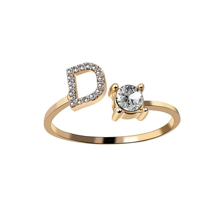 Adjustable 26 Initial Letter Rings. Fashion Simple Elegant Jewelry for Women