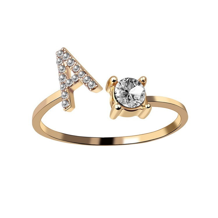 Adjustable 26 Initial Letter Rings. Fashion Simple Elegant Jewelry for Women
