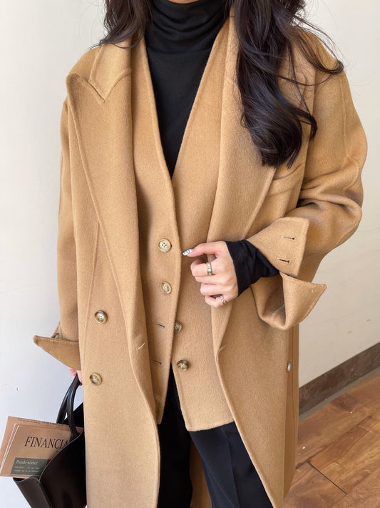 Women's Two-Piece Woolen Coat Vest Set