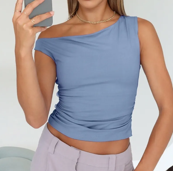 Women's Off-the-Shoulder Sleeveless Cropped Tank Top