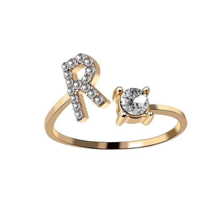 Adjustable 26 Initial Letter Rings. Fashion Simple Elegant Jewelry for Women