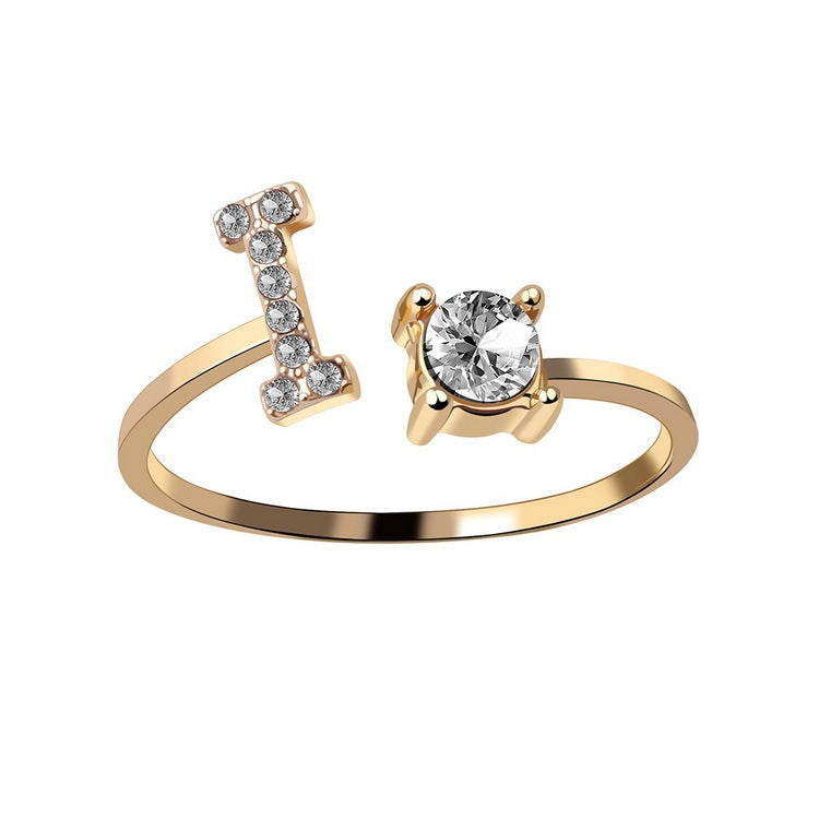Adjustable 26 Initial Letter Rings. Fashion Simple Elegant Jewelry for Women