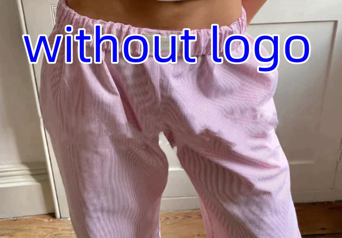 Fashion Y2K Striped Straight Trousers. Summer Elastic High Waist Wide Leg Pants For Women