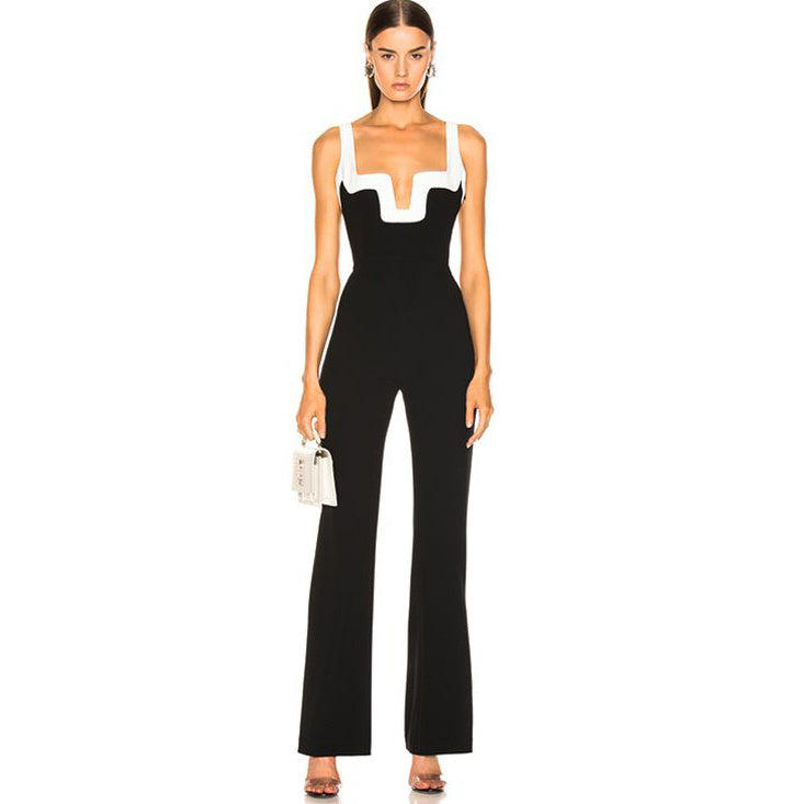 High waist wide leg pants jumpsuit
