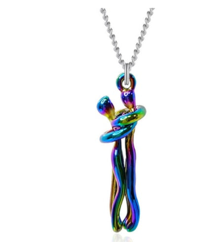Love Hug Necklace Unisex Men Women Couple Clavicle Chain. Valentines Day Lover Gift