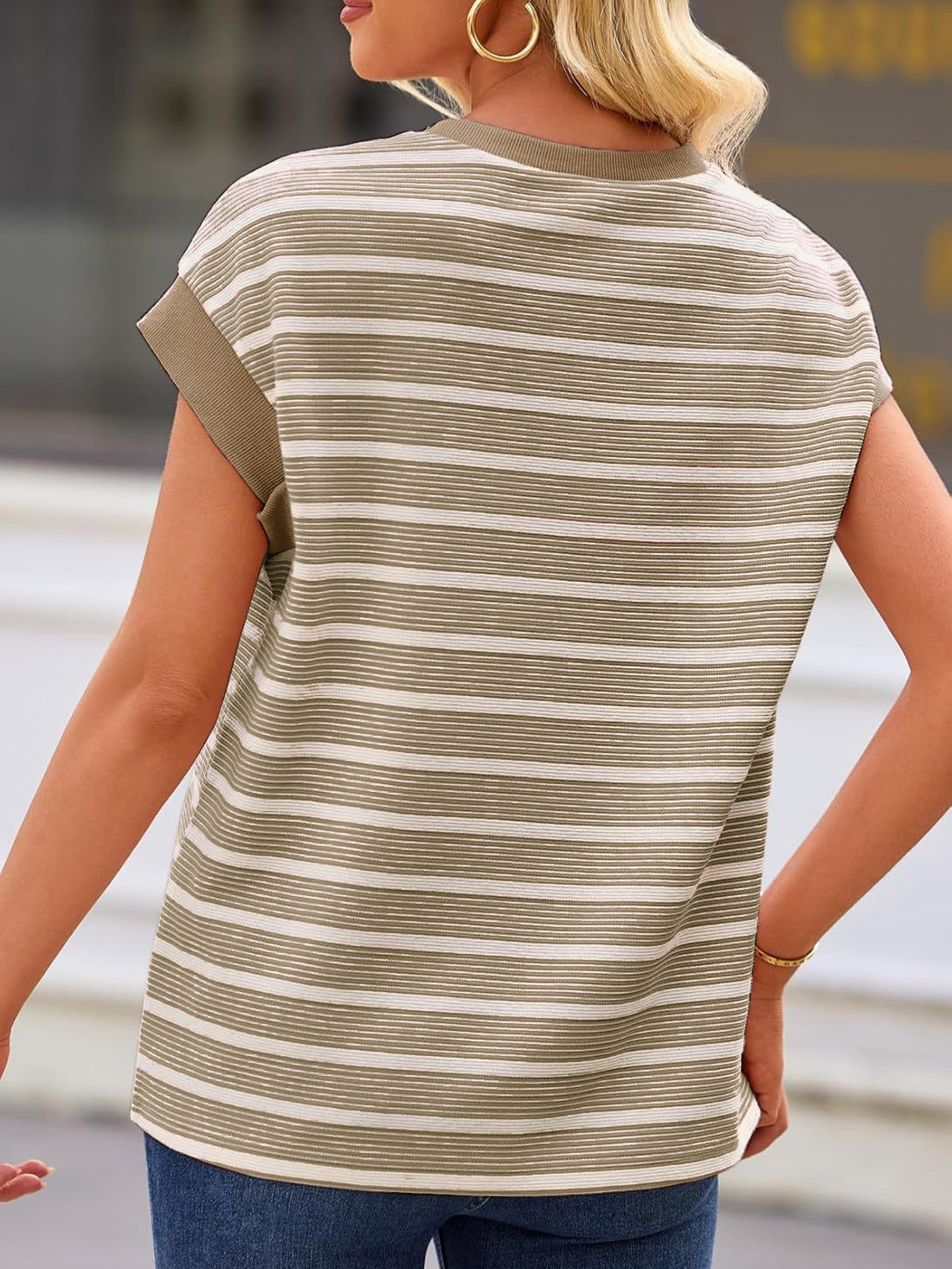 Women's Striped Short Sleeve T-Shirts. Casual Loose Fit Color Block Crew Neck Summer Tops