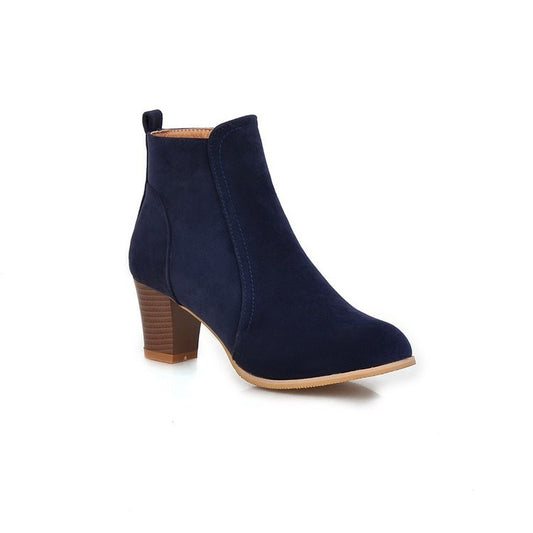 Short Women Mid Thick Heel Martin Boots