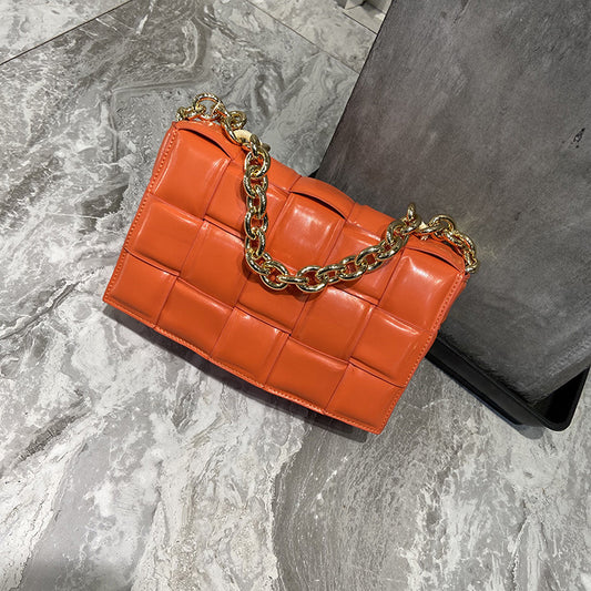 Cowhide Small Square handbags. Bag Chain