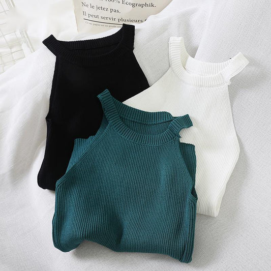 Sexy inside and outside wear knitted sleeveless camisole